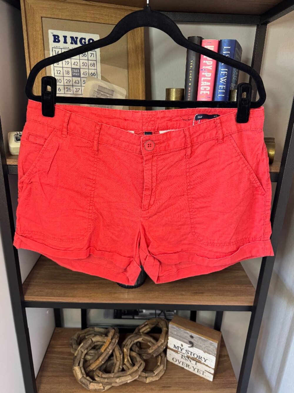 Gap Coral Cotton/Linen Shorts w/Cuff - Size 12